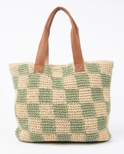 Bolso De Playa De Paja Checkmate><noscript><img width=