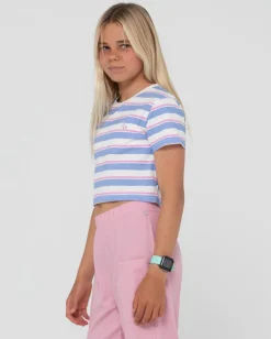 Camila Camiseta Corta A Rayas Para Ninas><noscript><img width=