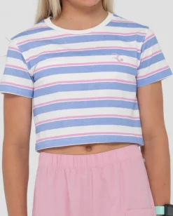 Camila Camiseta Corta A Rayas Para Ninas><noscript><img width=