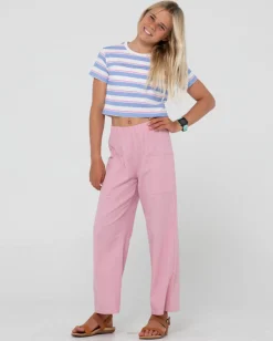 Camila Camiseta Corta A Rayas Para Ninas><noscript><img width=
