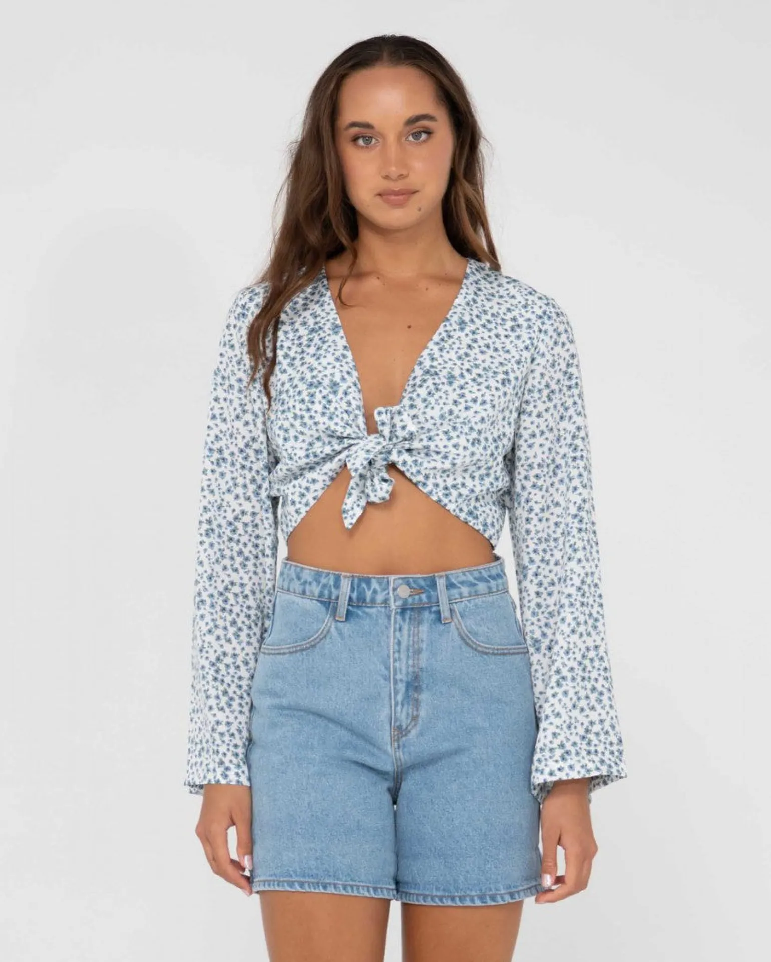 Camisa Corta Con Estampado Floral Y Lazo En La Parte Delantera De Balnear>Rusty Online