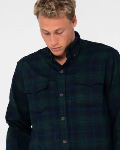 Camisa De Franela De Manga Larga Con Reloj Negro><noscript><img width=