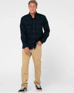 Camisa De Franela De Manga Larga Con Reloj Negro><noscript><img width=