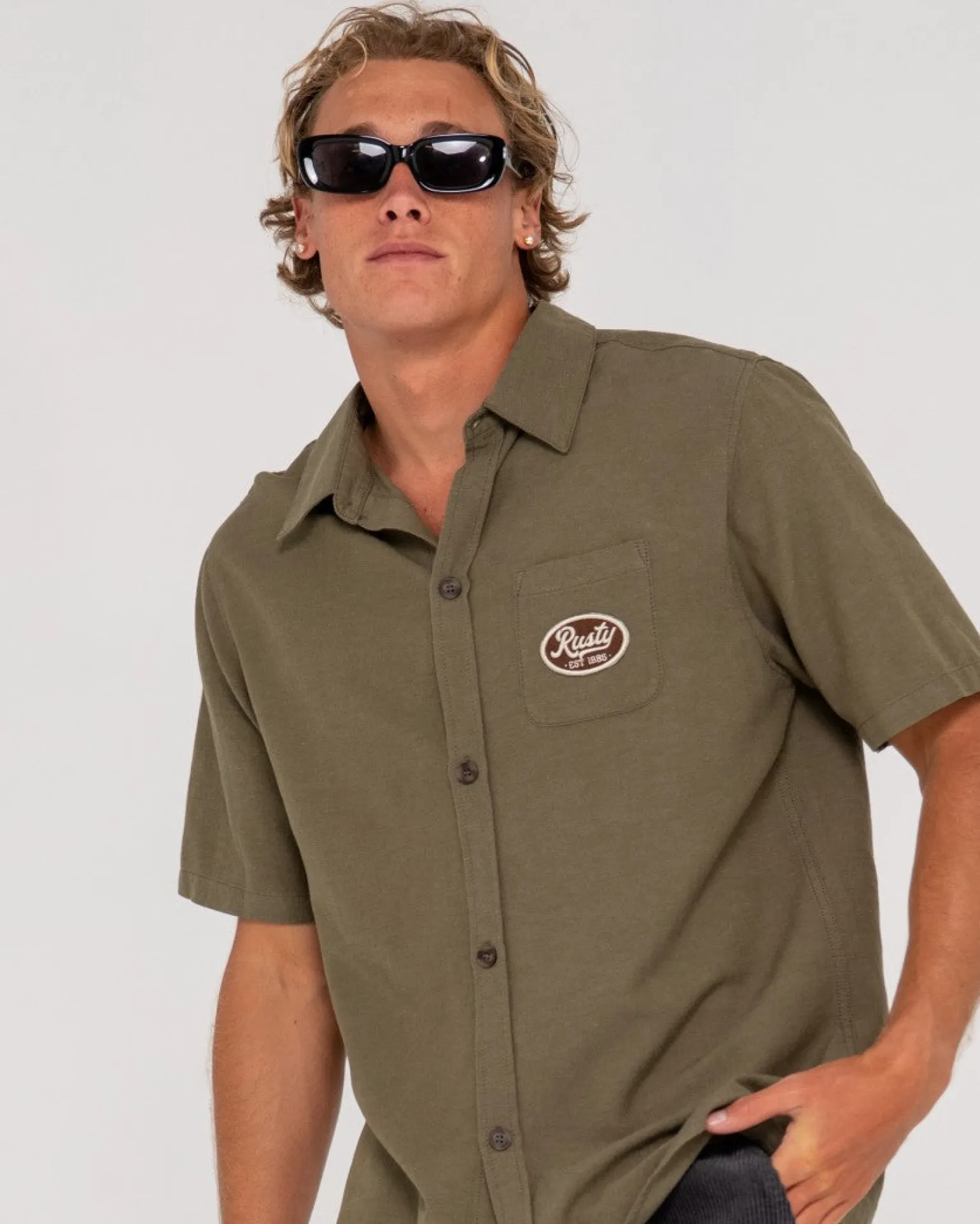 Camisa De Lino De Manga Corta Greaser Overtone>Rusty Clearance