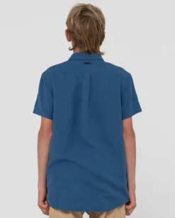 Camisa De Lino De Manga Corta Overtone Para Niños>Rusty Fashion