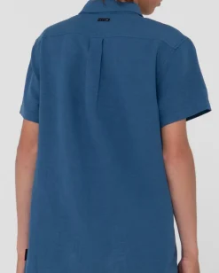 Camisa De Lino De Manga Corta Overtone Para Niños><noscript><img width=