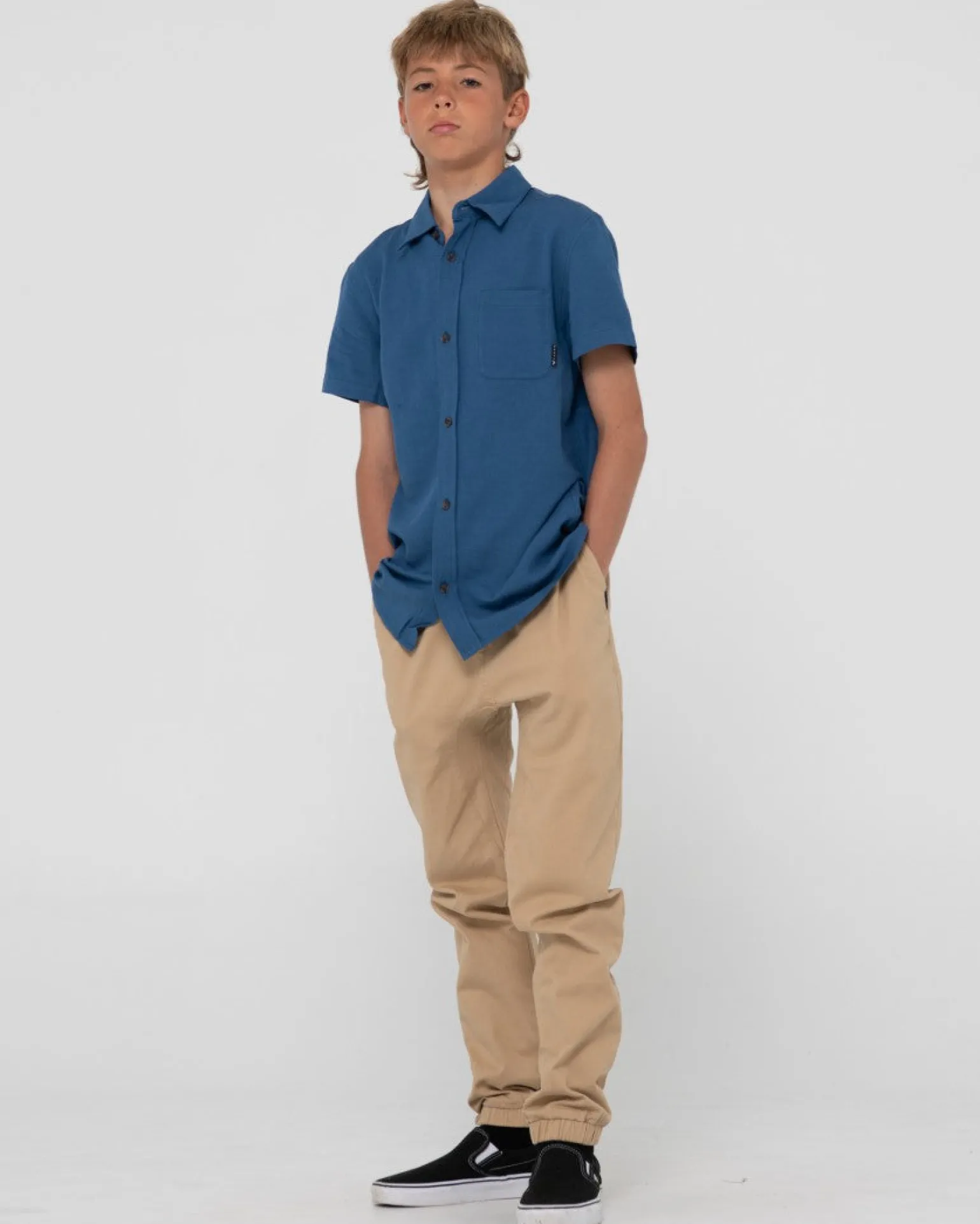 Camisa De Lino De Manga Corta Overtone Para Niños>Rusty Fashion