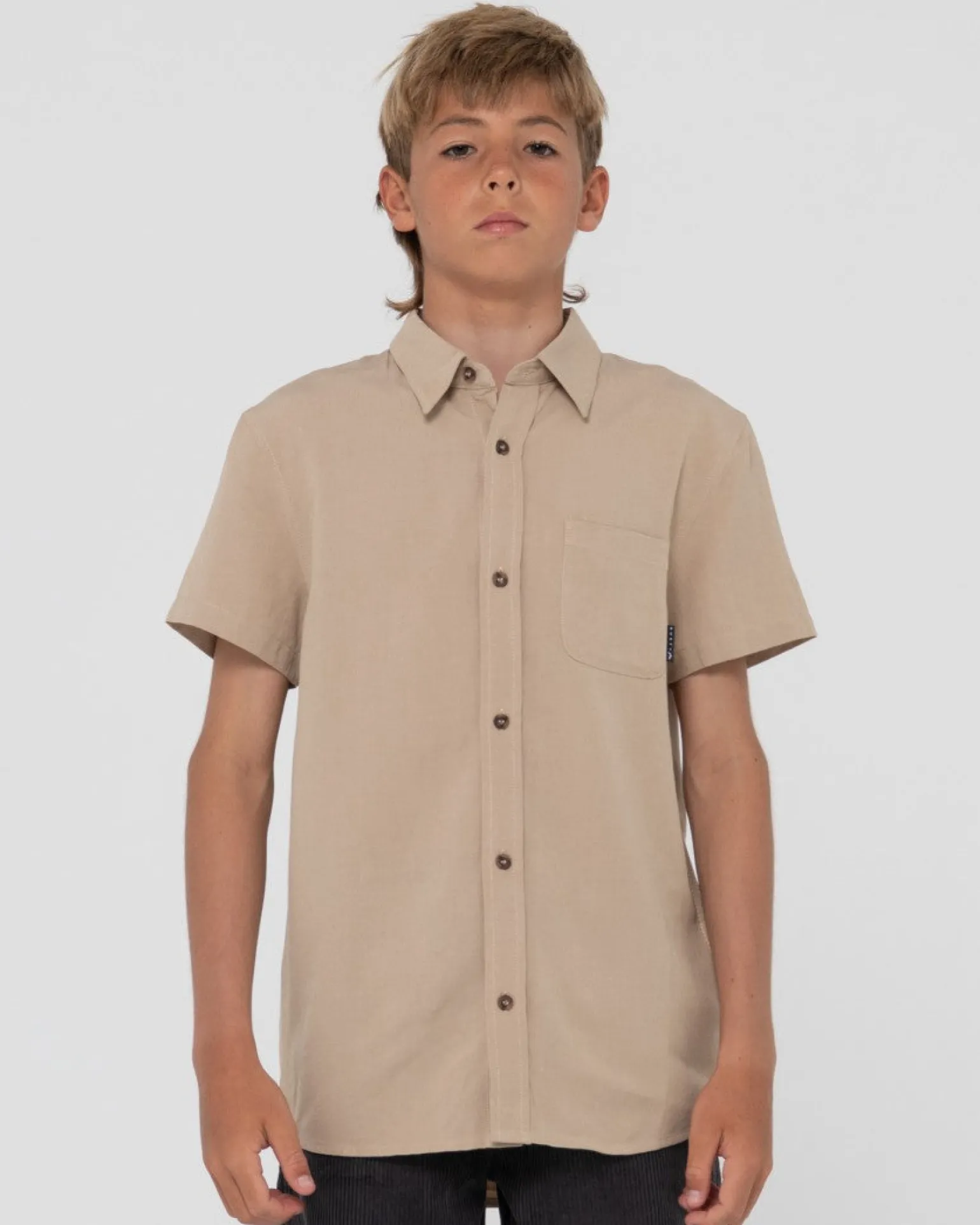 Camisa De Lino De Manga Corta Overtone Para Niños>Rusty Fashion