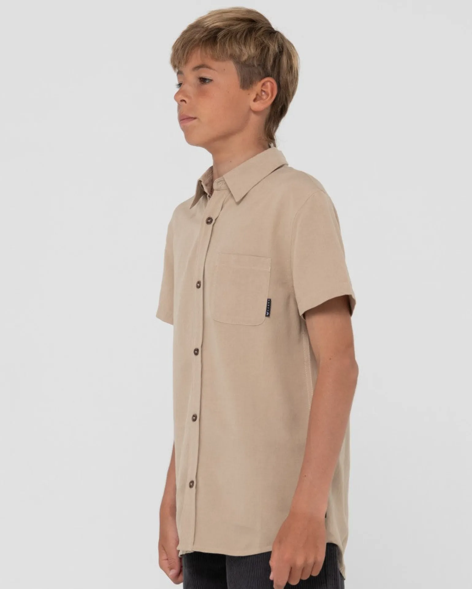 Camisa De Lino De Manga Corta Overtone Para Niños>Rusty Fashion