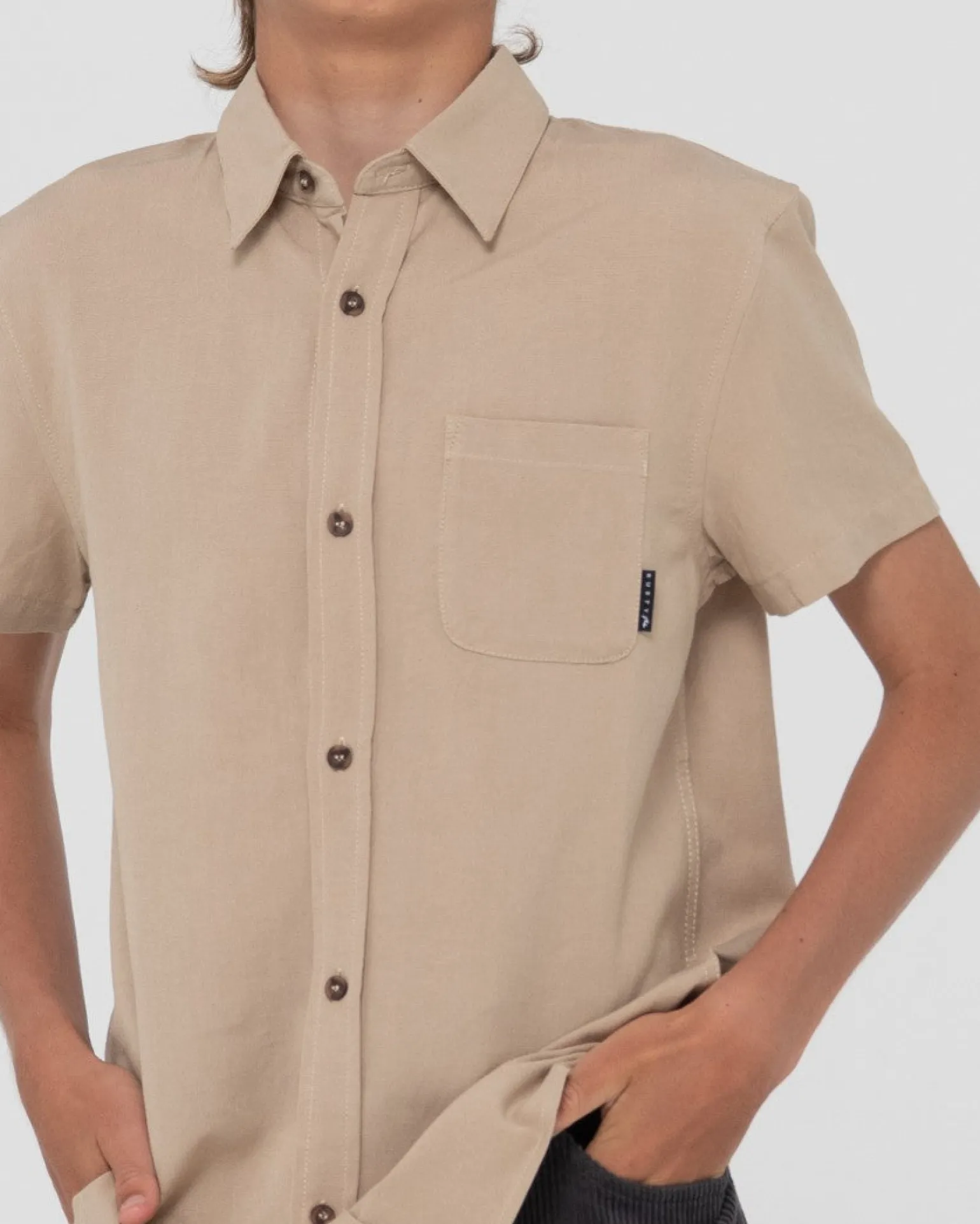 Camisa De Lino De Manga Corta Overtone Para Niños>Rusty Fashion