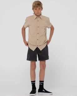 Camisa De Lino De Manga Corta Overtone Para Niños><noscript><img width=