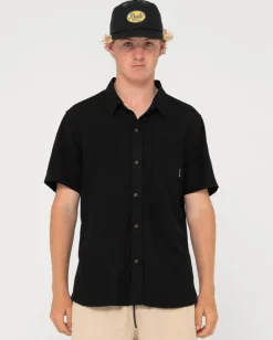 Camisa De Lino De Manga Corta Overtone>Rusty Fashion