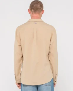 Camisa De Lino De Manga Larga Overtone>Rusty Cheap