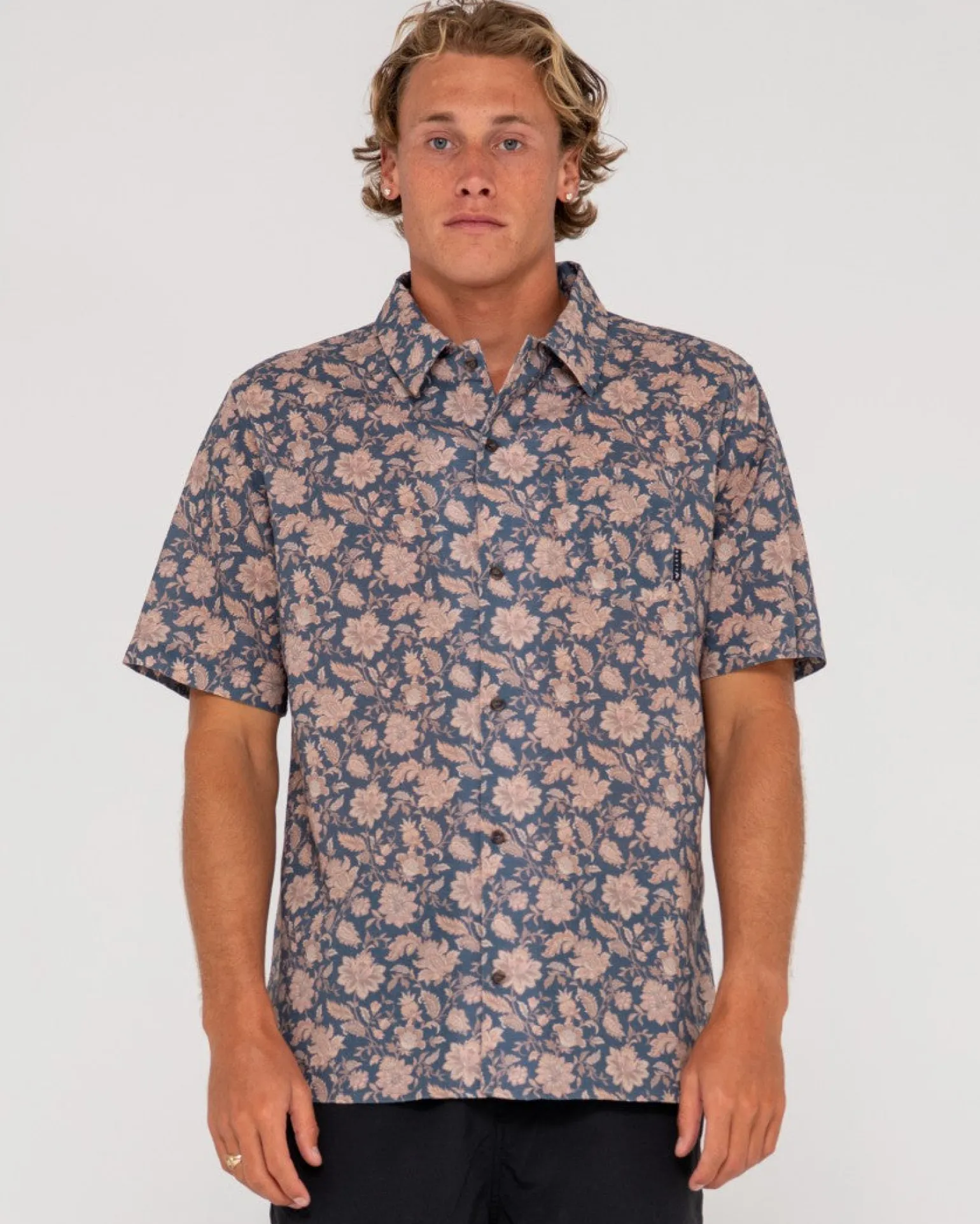 Camisa De Manga Corta De Corte Relajado Mosaic Ramie>Rusty Hot