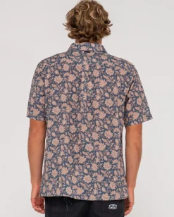 Camisa De Manga Corta De Corte Relajado Mosaic Ramie>Rusty Hot