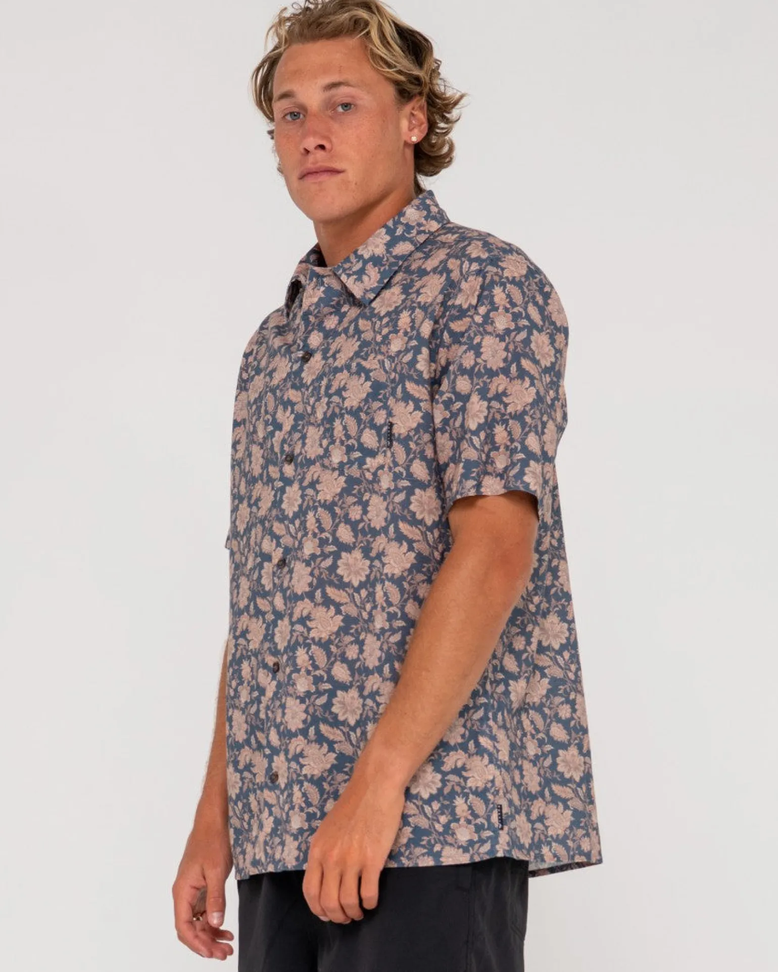 Camisa De Manga Corta De Corte Relajado Mosaic Ramie>Rusty Hot