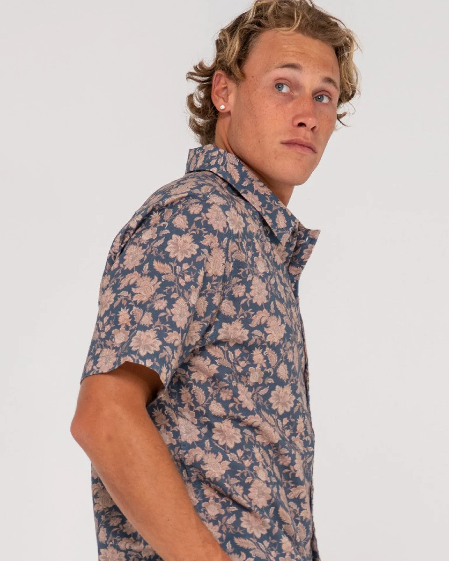 Camisa De Manga Corta De Corte Relajado Mosaic Ramie>Rusty Hot