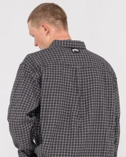 Camisa De Manga Larga A Cuadros Relajados De Datsun><noscript><img width=