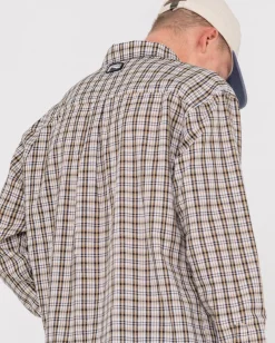 Camisa De Manga Larga A Cuadros Relajados De Datsun><noscript><img width=