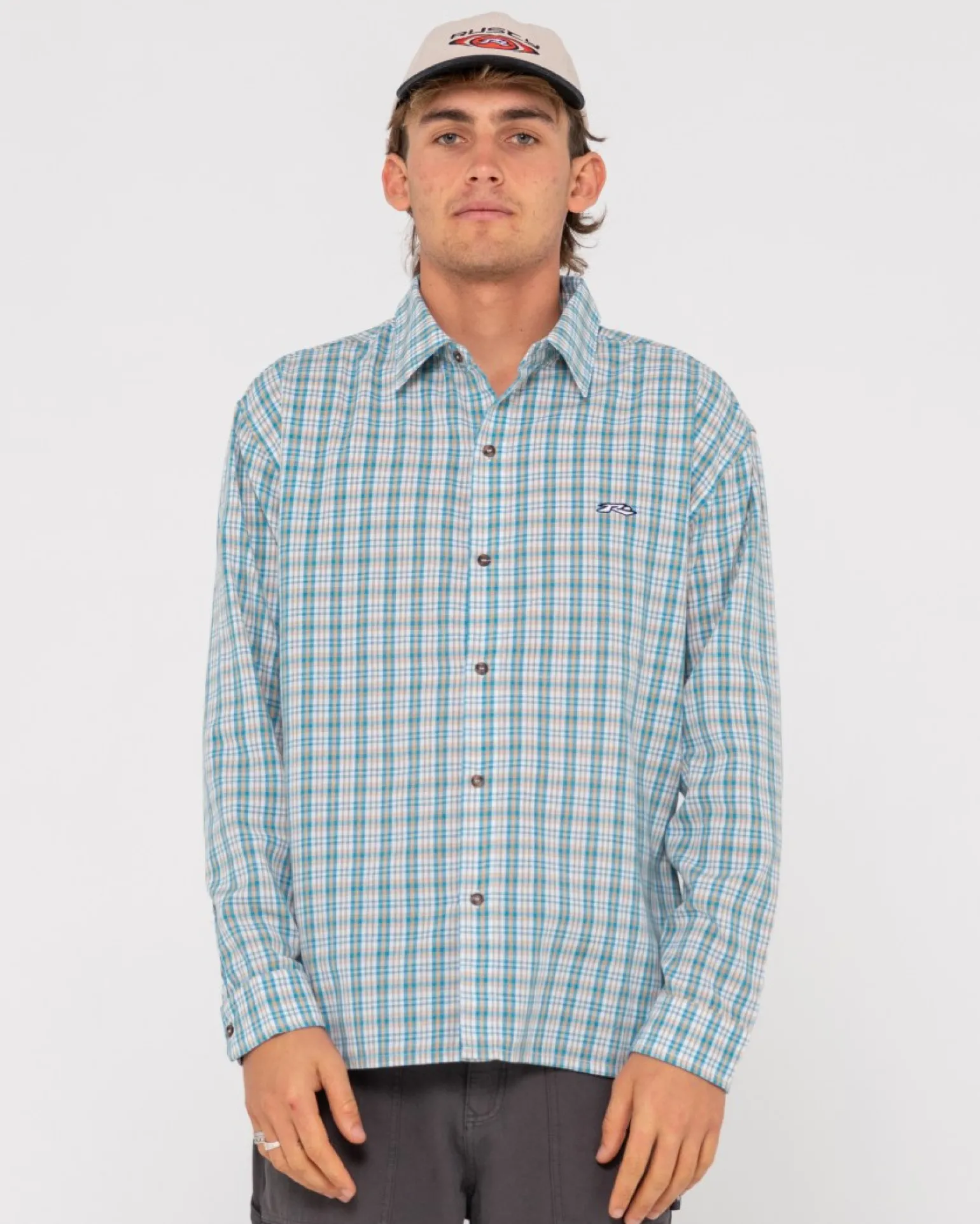 Camisa De Manga Larga A Cuadros Relajados De Datsun>Rusty Clearance
