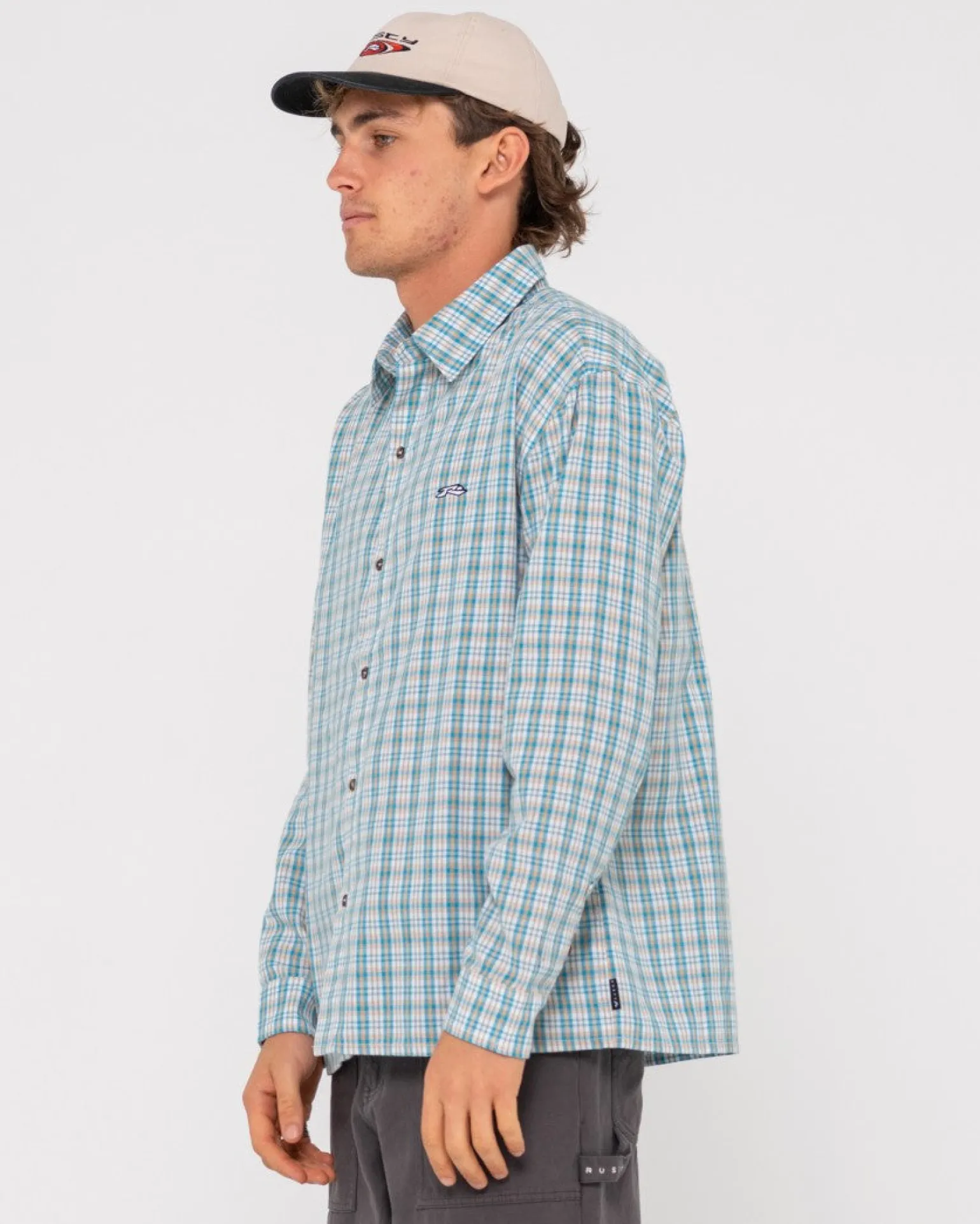 Camisa De Manga Larga A Cuadros Relajados De Datsun>Rusty Clearance