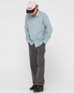 Camisa De Manga Larga A Cuadros Relajados De Datsun><noscript><img width=