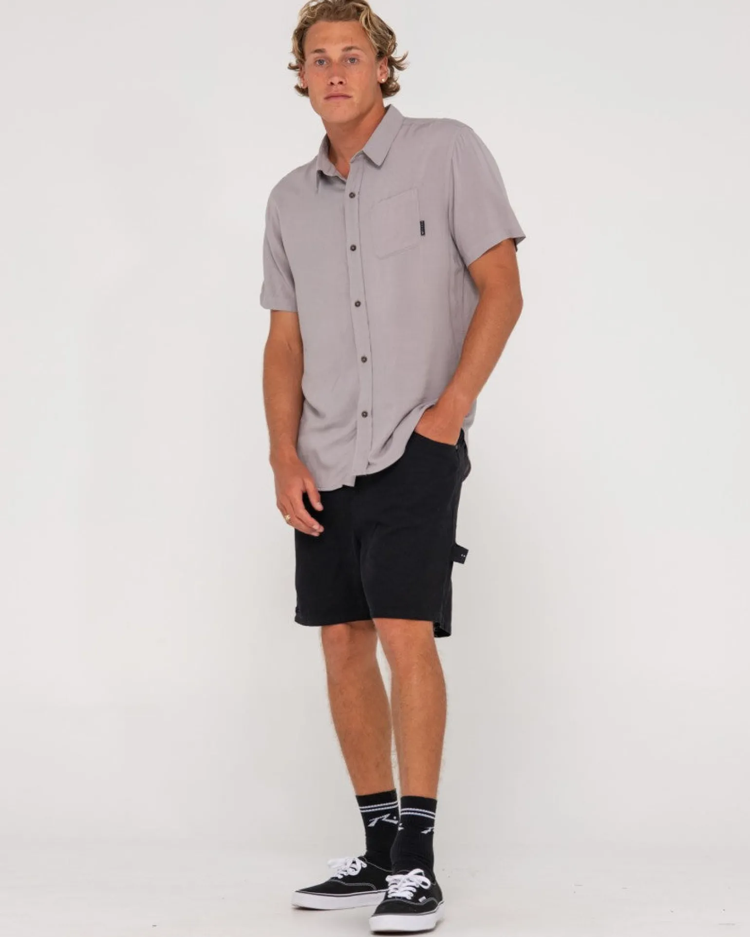 Camisa De Rayon De Manga Corta Razor Blade>Rusty Shop