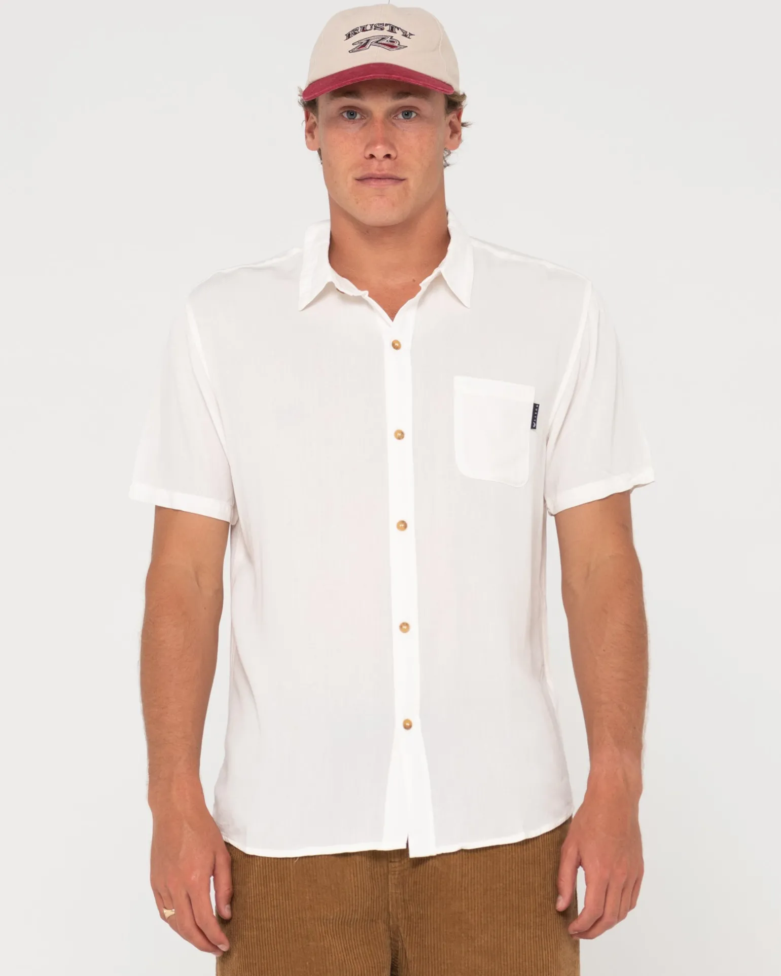 Camisa De Rayon De Manga Corta Razor Blade>Rusty Clearance