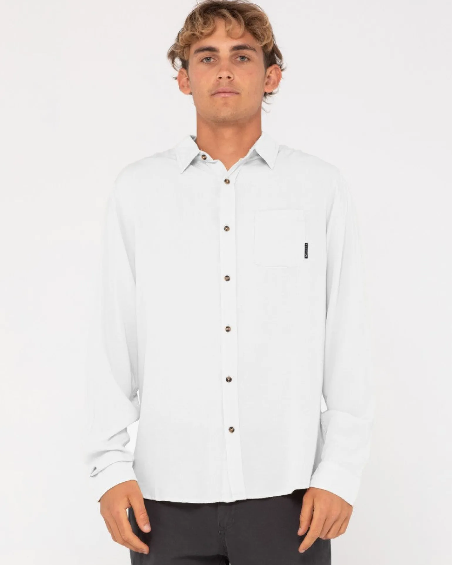 Camisa De Rayon De Manga Larga Razor>Rusty Fashion