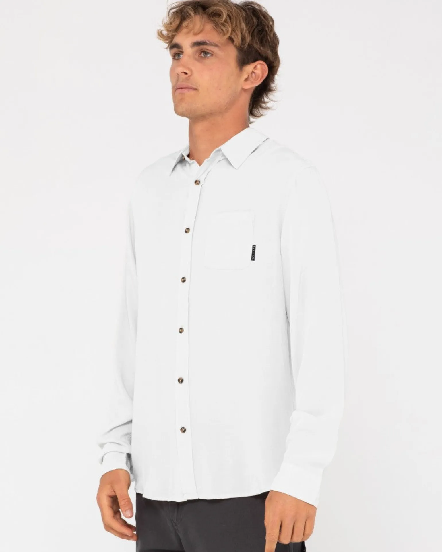 Camisa De Rayon De Manga Larga Razor>Rusty Fashion