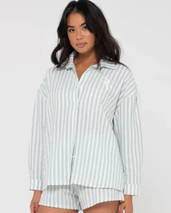 Camisa Extragrande A Rayas Mackenzie><noscript><img width=