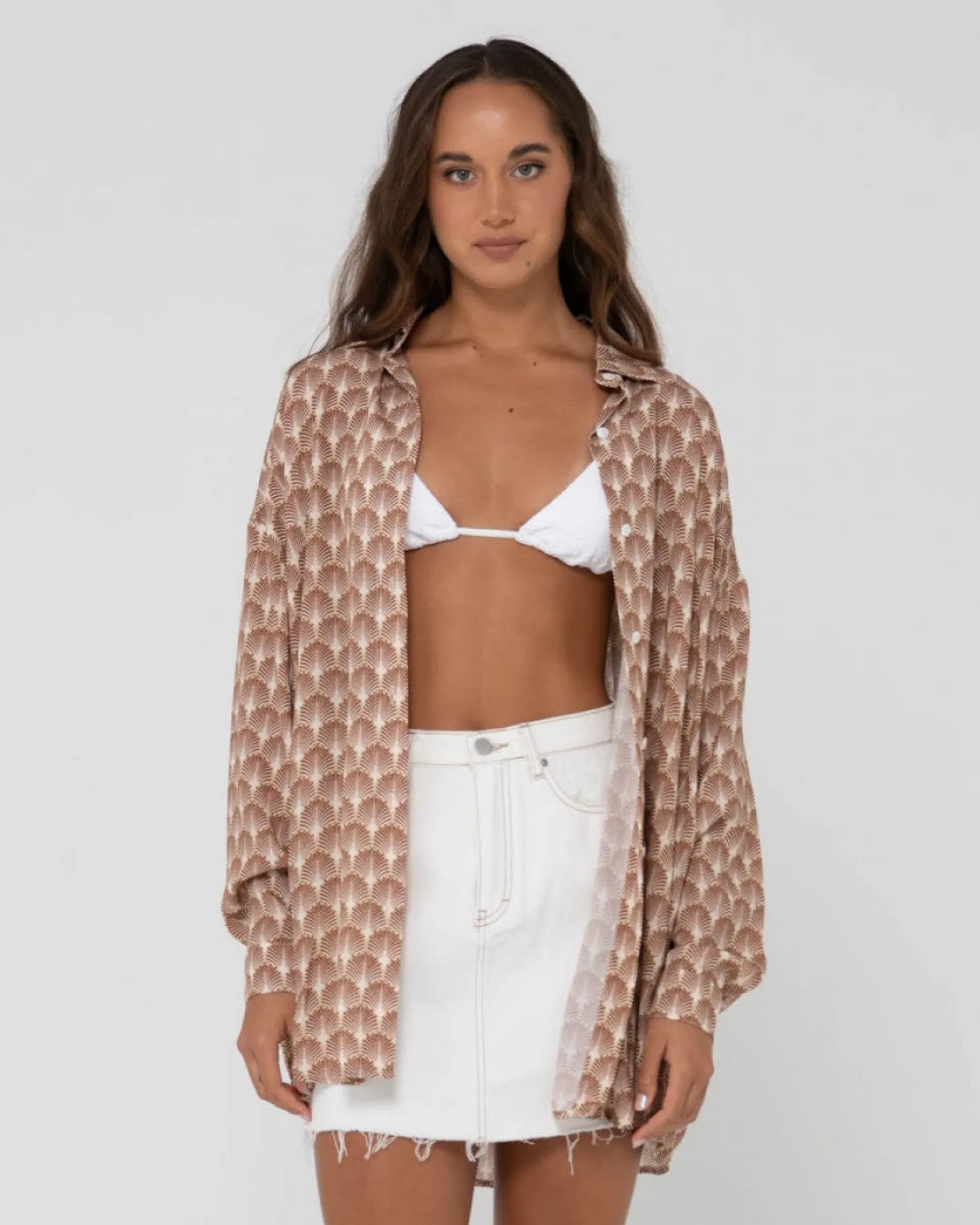 Camisa Oversize De Manga Larga Con Estampado Panama>Rusty Fashion