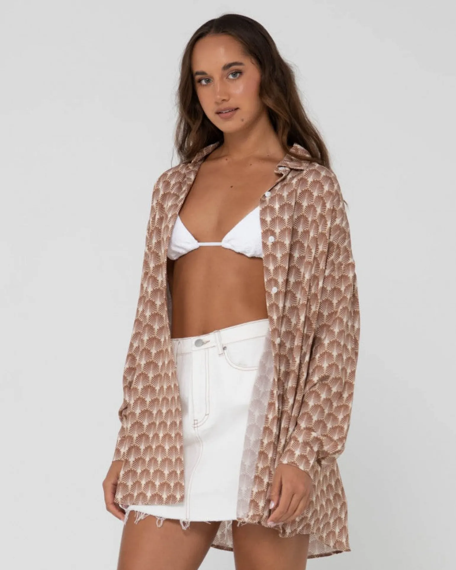 Camisa Oversize De Manga Larga Con Estampado Panama>Rusty Fashion