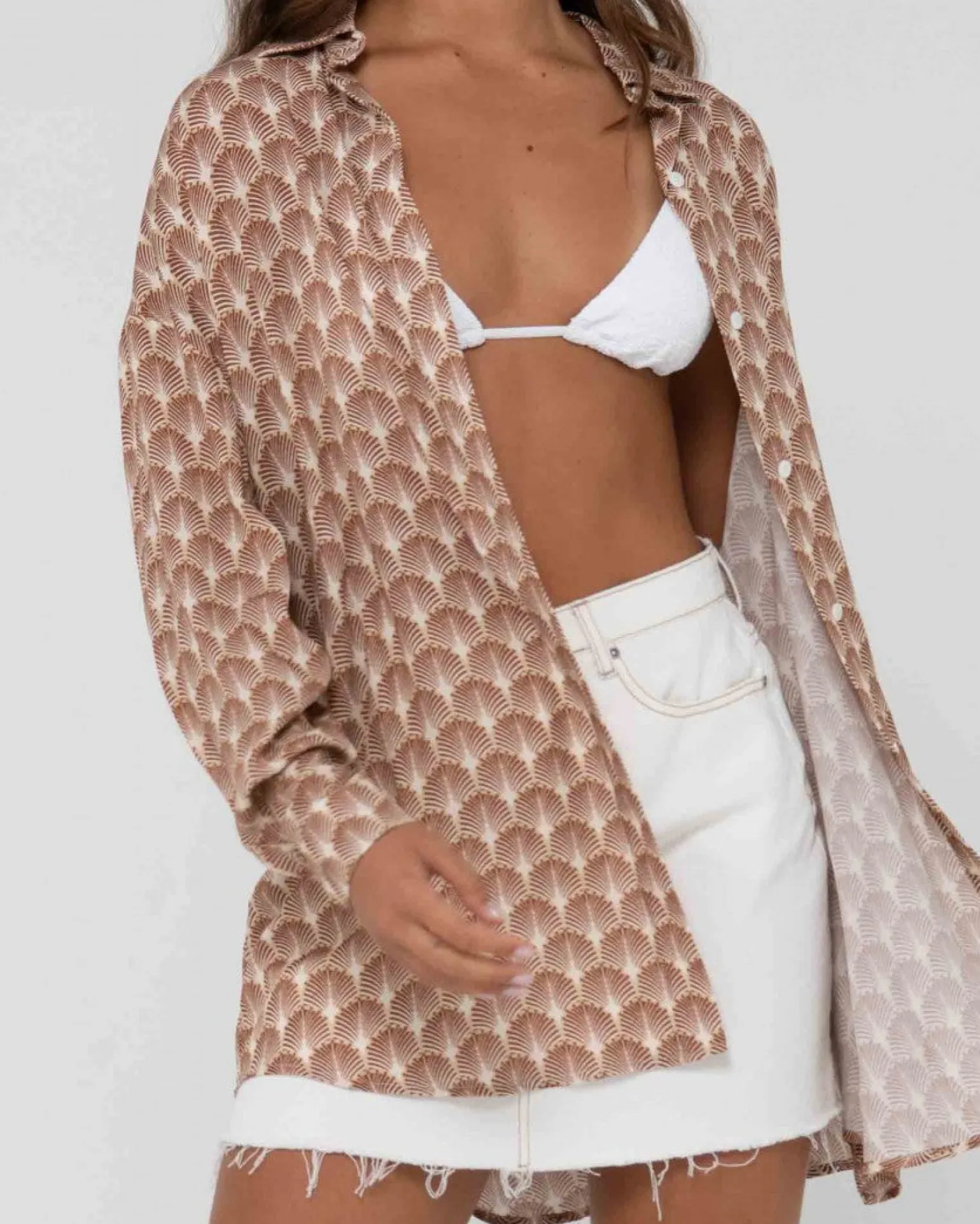 Camisa Oversize De Manga Larga Con Estampado Panama>Rusty Fashion