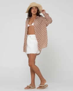 Camisa Oversize De Manga Larga Con Estampado Panama><noscript><img width=