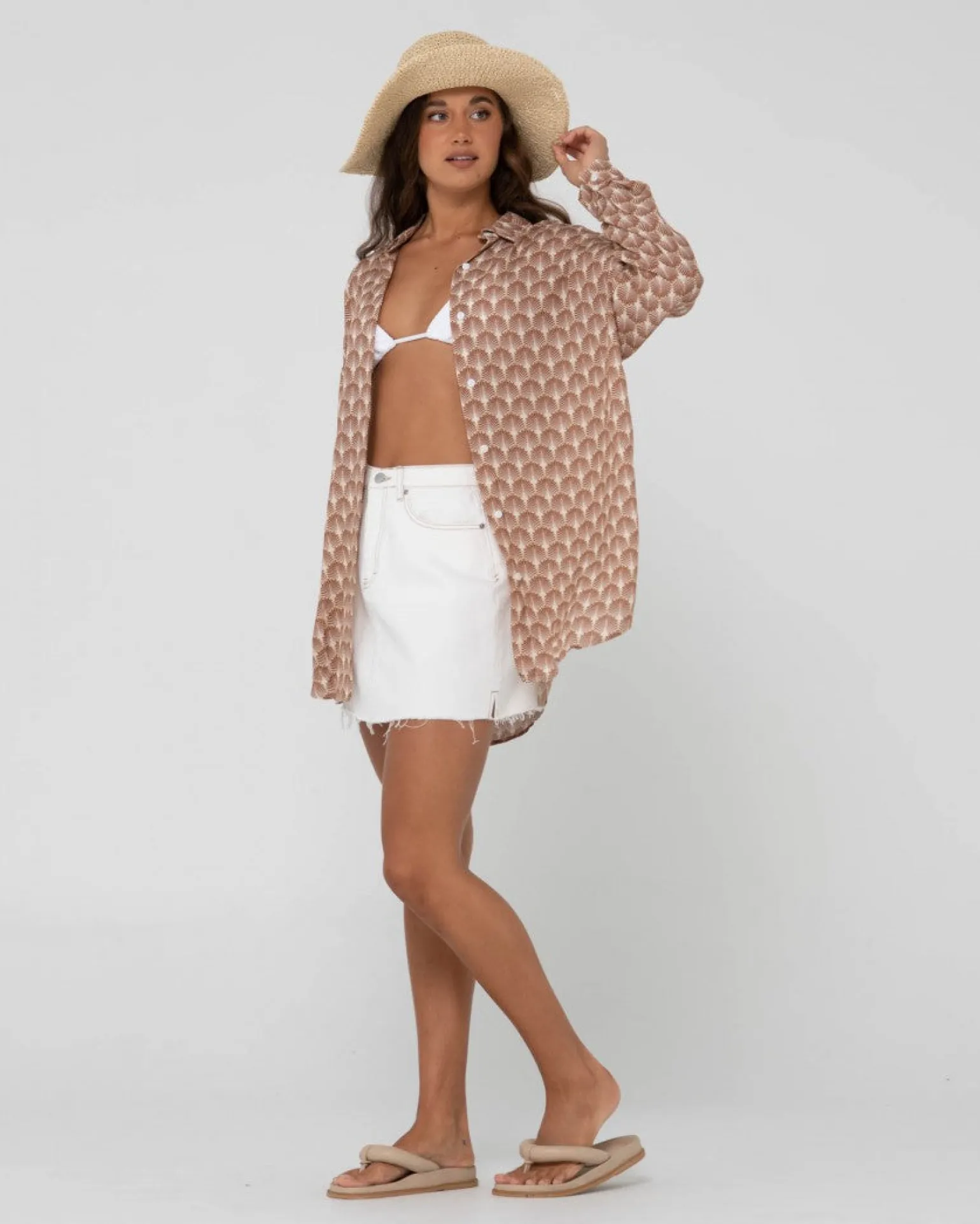 Camisa Oversize De Manga Larga Con Estampado Panama>Rusty Fashion