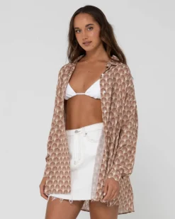 Camisa Oversize De Manga Larga Con Estampado Panama><noscript><img width=