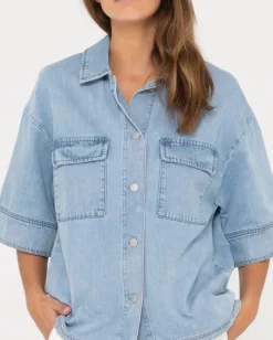 Camisa Vaquera De Manga Corta Hudson><noscript><img width=
