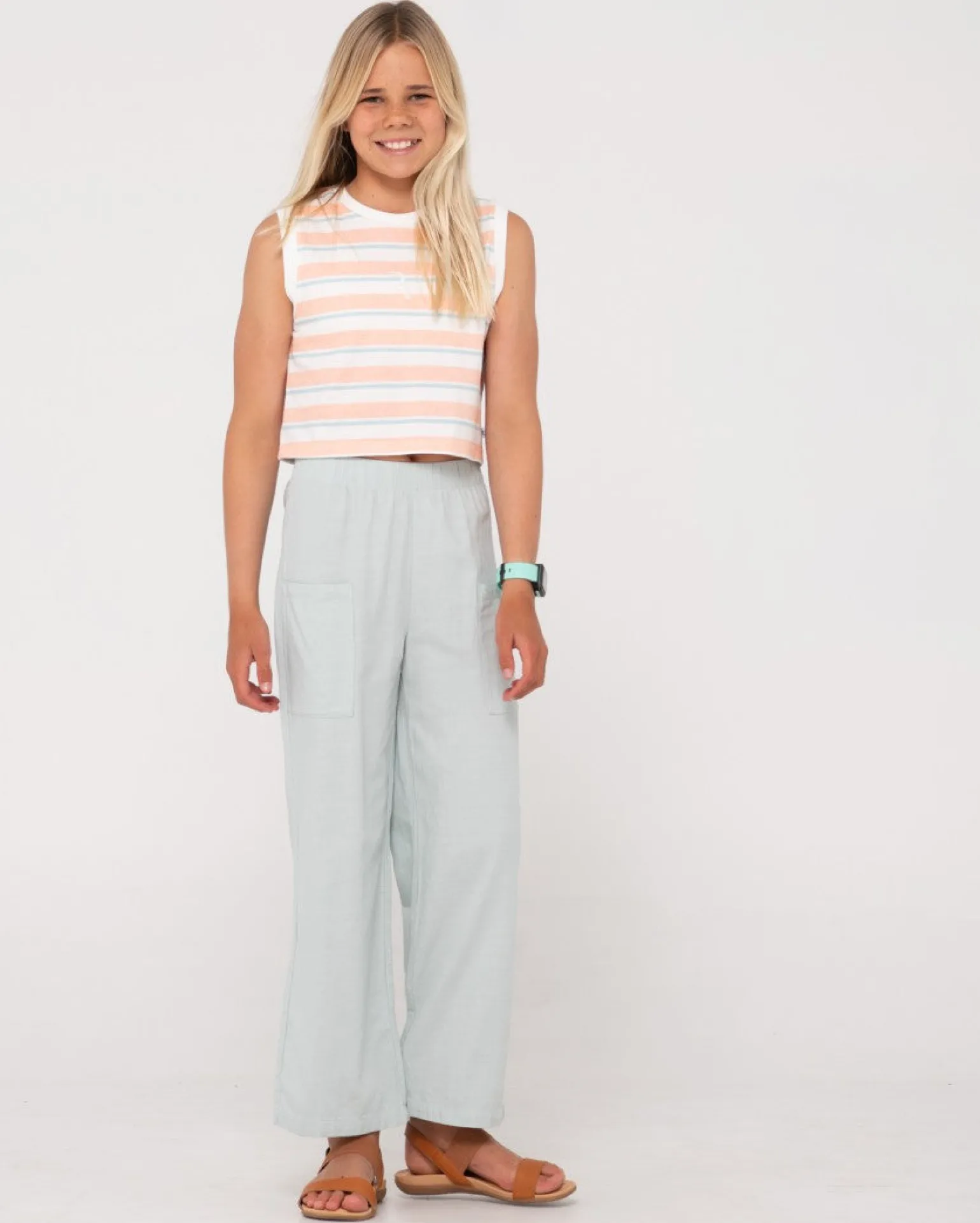 Camiseta Sin Mangas Camila Stripe Muscle Para Ninas>Rusty Cheap