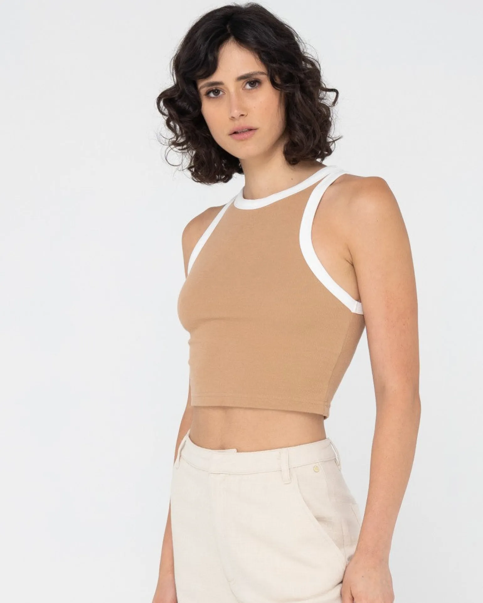 Camiseta Sin Mangas Corta En Contraste Everywhere>Rusty Fashion