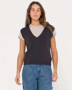 Chaleco De Punto Con Cuello En V Sin Mangas Nero><noscript><img width=