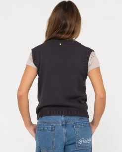 Chaleco De Punto Con Cuello En V Sin Mangas Nero><noscript><img width=
