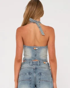 Chaleco Vaquero Con Cuello Halter Flip Mommy><noscript><img width=