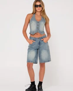 Chaleco Vaquero Con Cuello Halter Flip Mommy><noscript><img width=