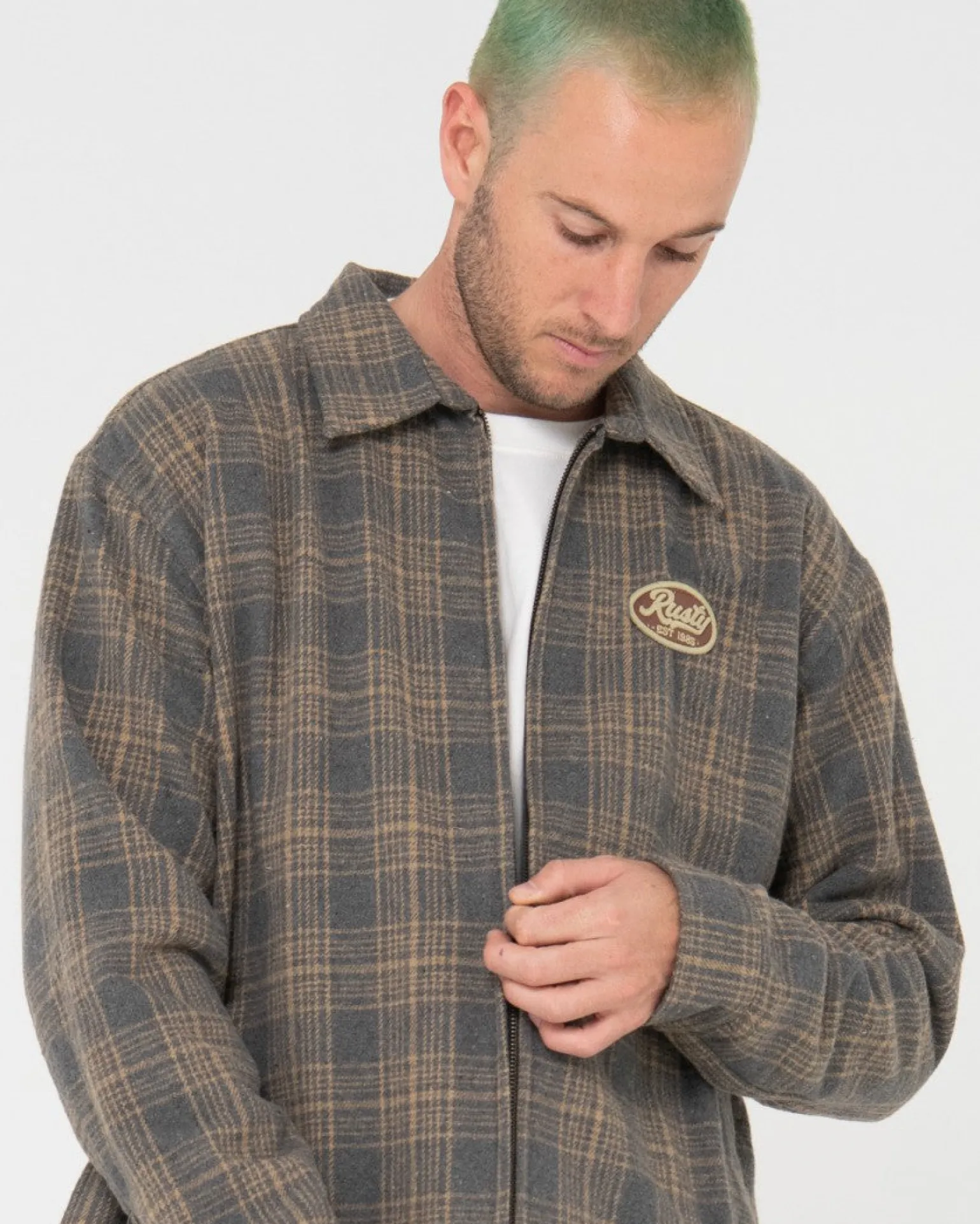 Chaqueta Tejida A Cuadros Con Cremallera Woodchuck>Rusty Clearance