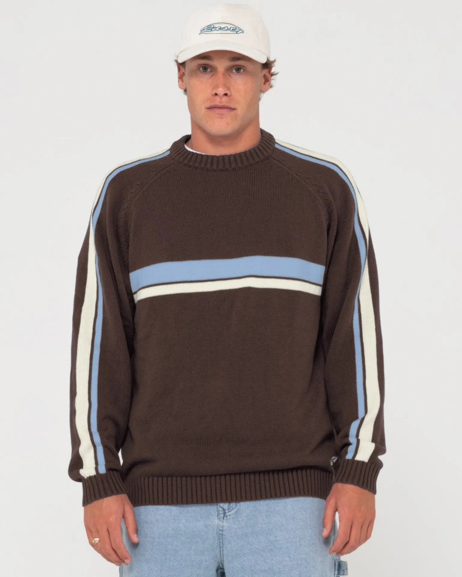 Jersey De Punto Con Cuello Redondo Y Lineas Blancas>Rusty Discount