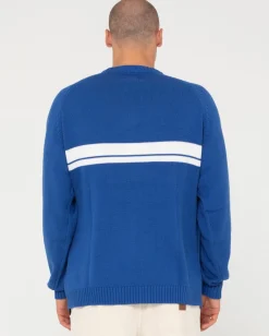 Jersey De Punto Con Cuello Redondo Y Lineas Blancas><noscript><img width=