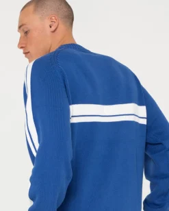 Jersey De Punto Con Cuello Redondo Y Lineas Blancas><noscript><img width=