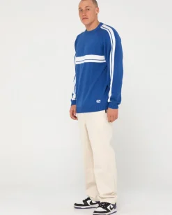 Jersey De Punto Con Cuello Redondo Y Lineas Blancas><noscript><img width=