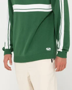 Jersey De Punto Con Cuello Redondo Y Lineas Blancas><noscript><img width=
